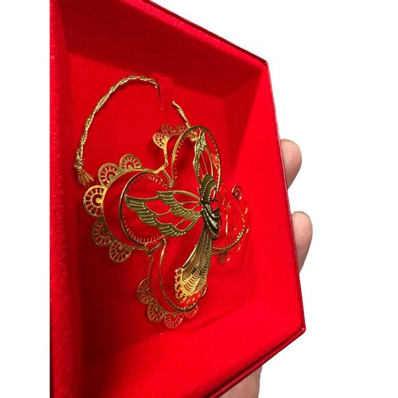 Vintage Camerlane 24kt Gold Finished‎ Angel Filigree Ornament in Original Box - Picture 5 of 5